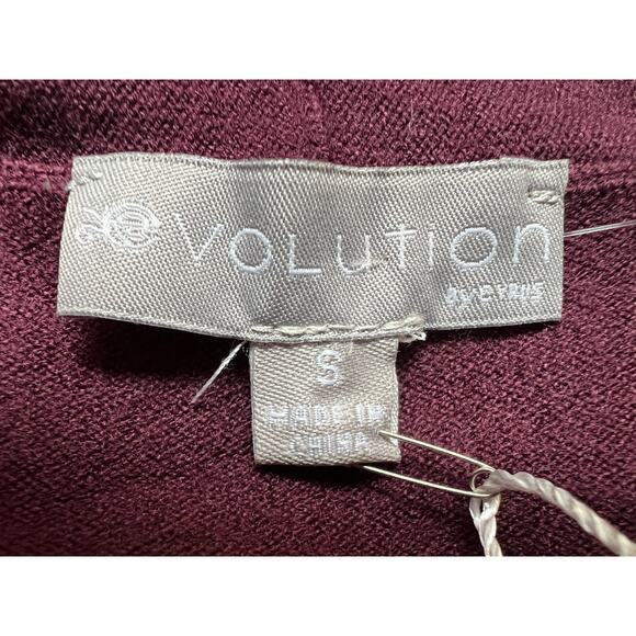 Evolution By Cyrus Sweater Myna Fine Knit Open Cardigan Burgundy Red Size Small - Picture 3 of 11